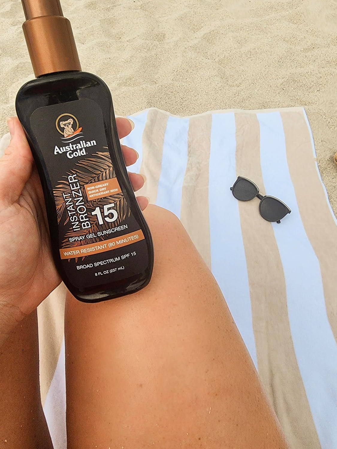 Australian Gold Spray Gel Sunscreen with Instant Bronzer SPF 30, 8 Ounce | Moisturize & Hydrate Skin | Broad Spectrum | Water Resistant | Non-Greasy | Oxybenzone Free | Cruelty Free 24Hr Smart